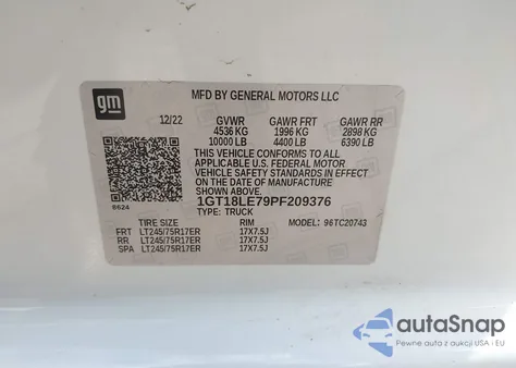 2023 GMC Sierra 2500Hd из США, поврежденный, VIN 1GT18LE79PF209376